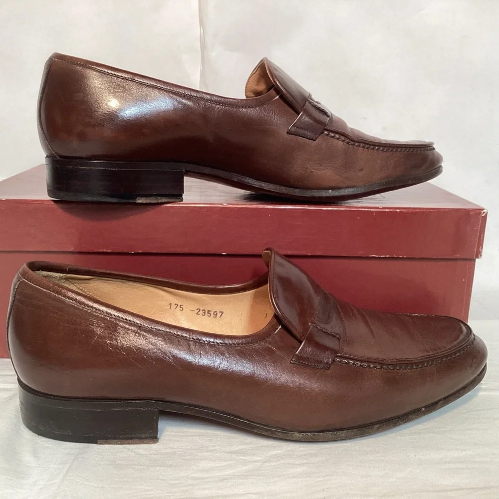 Peter Lord Vintage Mens Brown Leather Loafers Made in Italy Men's size 8 1/2